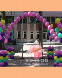 Гелиевая арка на стойках с букетами шаров