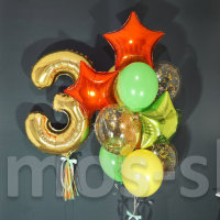 Яркая композиция из воздушных шаров с цифрами 3 года