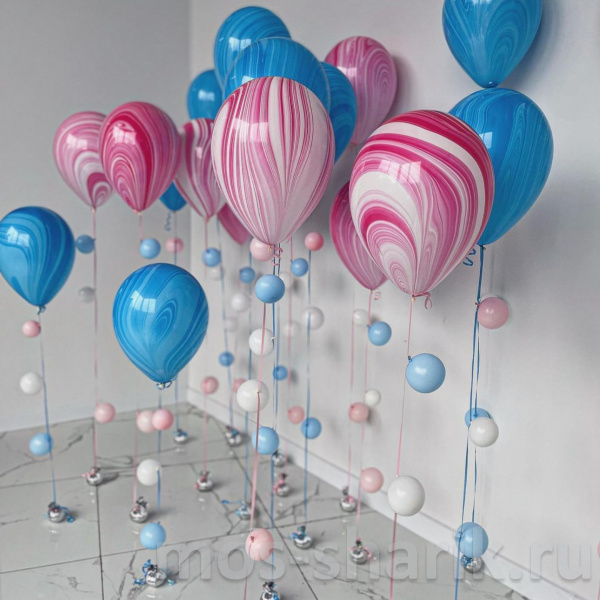 Розовые и голубые шары – агат для украшения праздника