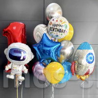 Воздушные шары с гелием на день рождения Космос на 1 годик