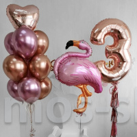 Композиция из шаров на день рождения Фламинго на 3 года