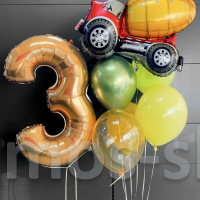 Воздушные шары с цифрой на день рождения Грузовик на 3 года