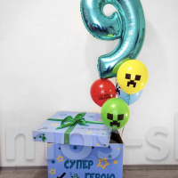 Коробка-сюрприз с шарами Майнкрафт на 9 лет