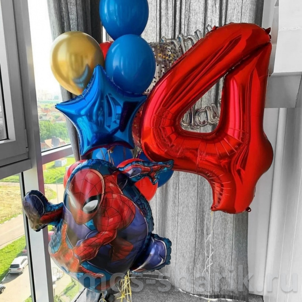 Набор воздушных шаров с гелием Человек паук на 4 года