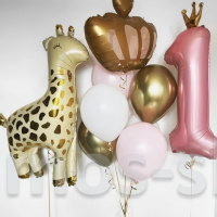 Композиция шаров Милый жирафик для принцессы на день рождения 1 годик