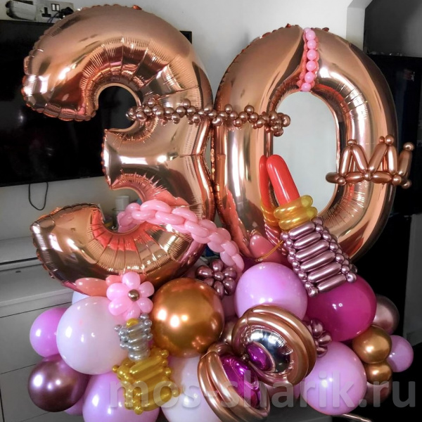 Композиция из шаров для девушки на день рождения на 30 лет