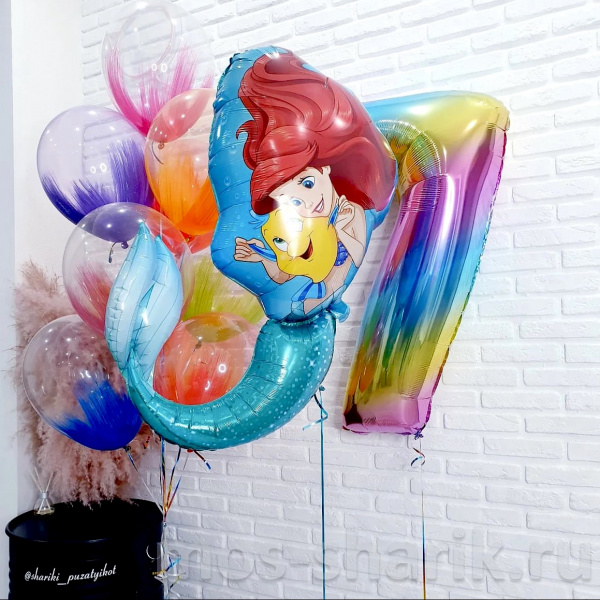 Композиция из шаров на день рождения Ариэль на 7 лет