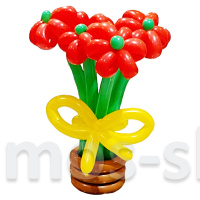 Фигура из шаров 5 красных ромашек