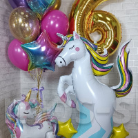 Воздушные шары на день рождения Волшебство единорогов на 6 лет
