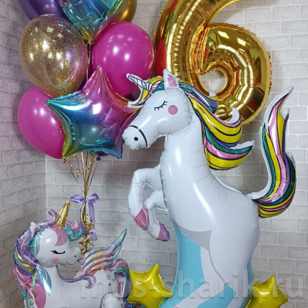 Воздушные шары на день рождения Волшебство единорогов на 6 лет