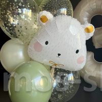 Фонтан из шаров Белый медведь на день рождения