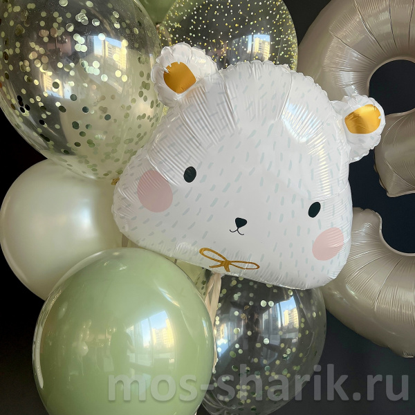 Фонтан из шаров Белый медведь на день рождения
