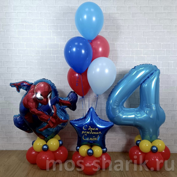 Композиция из шаров Человек - паук на 4 года