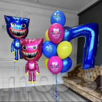 Композиция из шаров на день рождения Хагги Вагги и Кисси Мисси на 7 лет