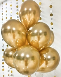 Золотые шары с гелием хром