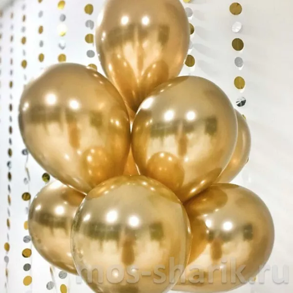 Золотистые шары-хром (7 штук) — купить в Москве