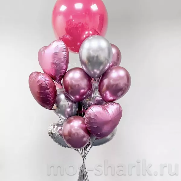Облако шаров Розово - серебристое — купить в Москве
