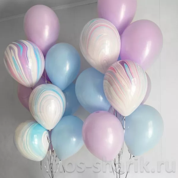 Связка пастельных шаров Однотонные и агат — купить в Москве