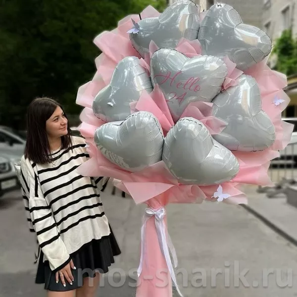 Букет из 7 фольгированных сердец для девушки — купить в Москве
