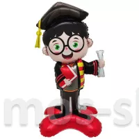 Фольгированный ходячий шар — фигура Мальчик Выпускник в очках