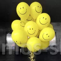 Связка из 15 шаров Желтые Смайлики