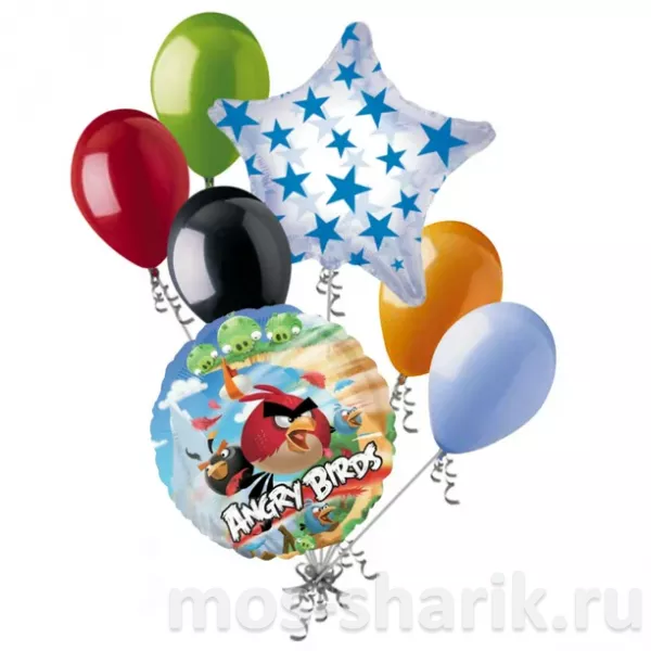 Букет воздушных шаров с гелием Angry Birds — купить в Москве
