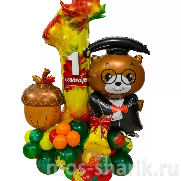 Композиция из шаров Учёный мишка 1 сентября — купить в Москве