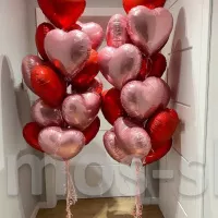2 фонтана фольгированных шаров-сердец
