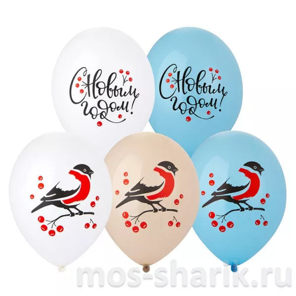 Новогодние шары Снегири на рябиновой велочке