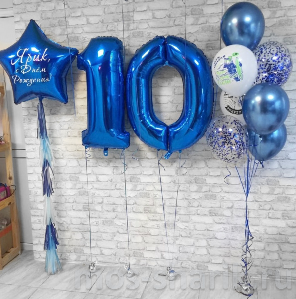Воздушные шары на день рождения в синих тонах