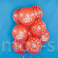 Красные воздушные шарики с сердечками Люблю тебя
