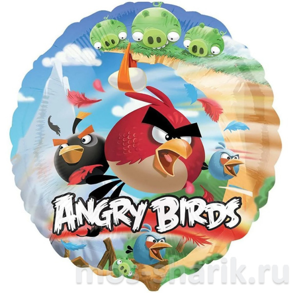 Фольгированный шар – круг Angry Birds, 45 см