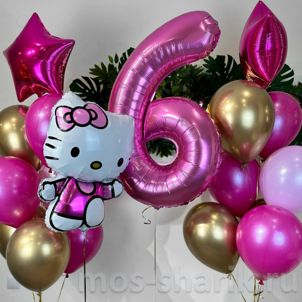 Набор шаров на день рождения Hello Kitty на 6 лет