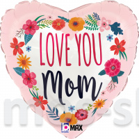 Шар-сердце с надписью I love you mom