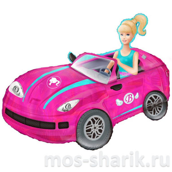 Фольгированный шар Барби на розовой машине