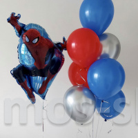 Фонтан из шаров с фольгированной фигурой  Человек-паук