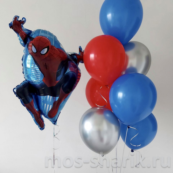 Фонтан из шаров с фольгированной фигурой  Человек-паук