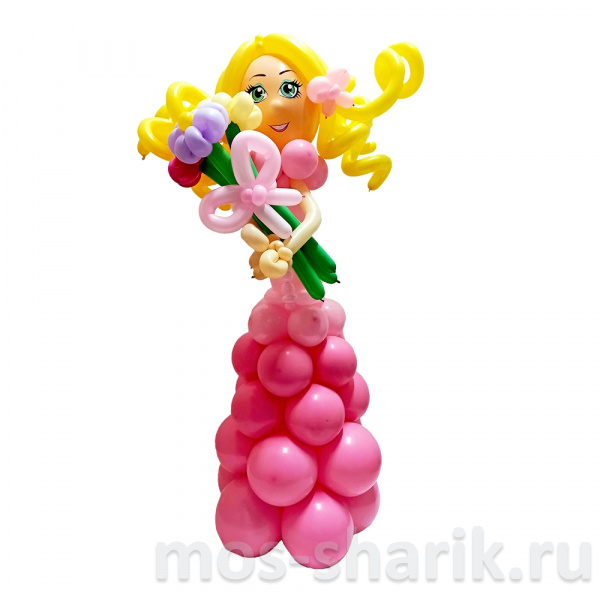 Фигура из воздушных шаров "Девочка в розовом платье с цветами"