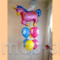Букет шаров на день рождения с единорогом