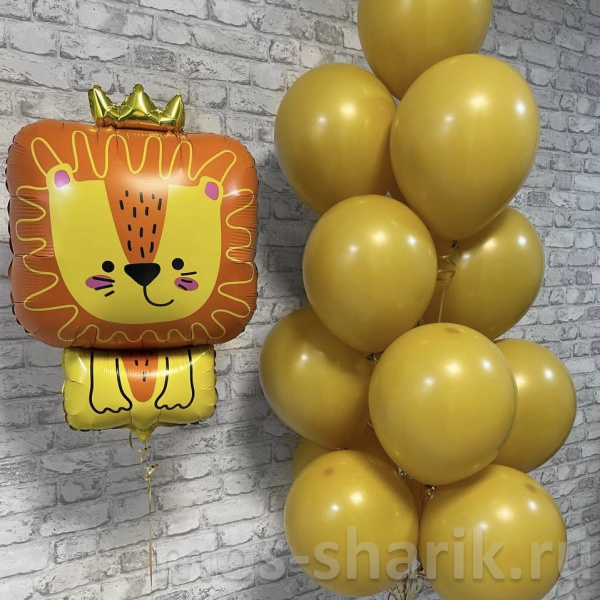 Фонтан из воздушных шаров с фольгированным Львенком