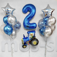 Композиция из шаров на день рождения Синий трактор