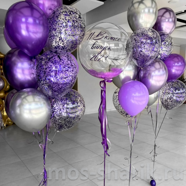 Фиолетовые воздушные шары на выпускной