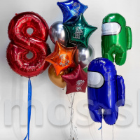 Воздушные шары с цифрой в стиле Амонг Ас на 8 лет
