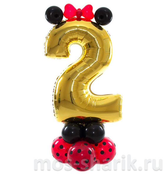 Фольгированная шар-цифра в стиле Микки-Мауса
