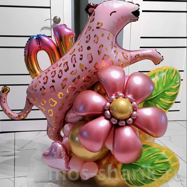 Композиция из шаров на день рождения Розовая пантера на 10 лет
