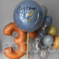 Воздушные шары с цифрой и большим шаром дабл стафф на 3 года