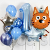 Воздушные шары с гелием на день рождения мальчику Три кота