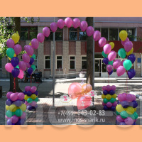 Гелиевая арка на стойках с фонтаноми из шаров