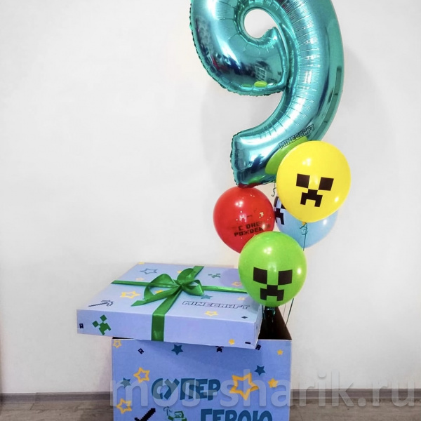 Коробка-сюрприз с шарами Майнкрафт