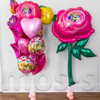 Воздушные фольгированные шары с гелием Розовая роза